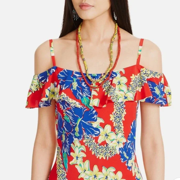 NWT Polo Ralph Lauren Hawaiian Ruffle Dress Size 10 - Picture 3 of 6